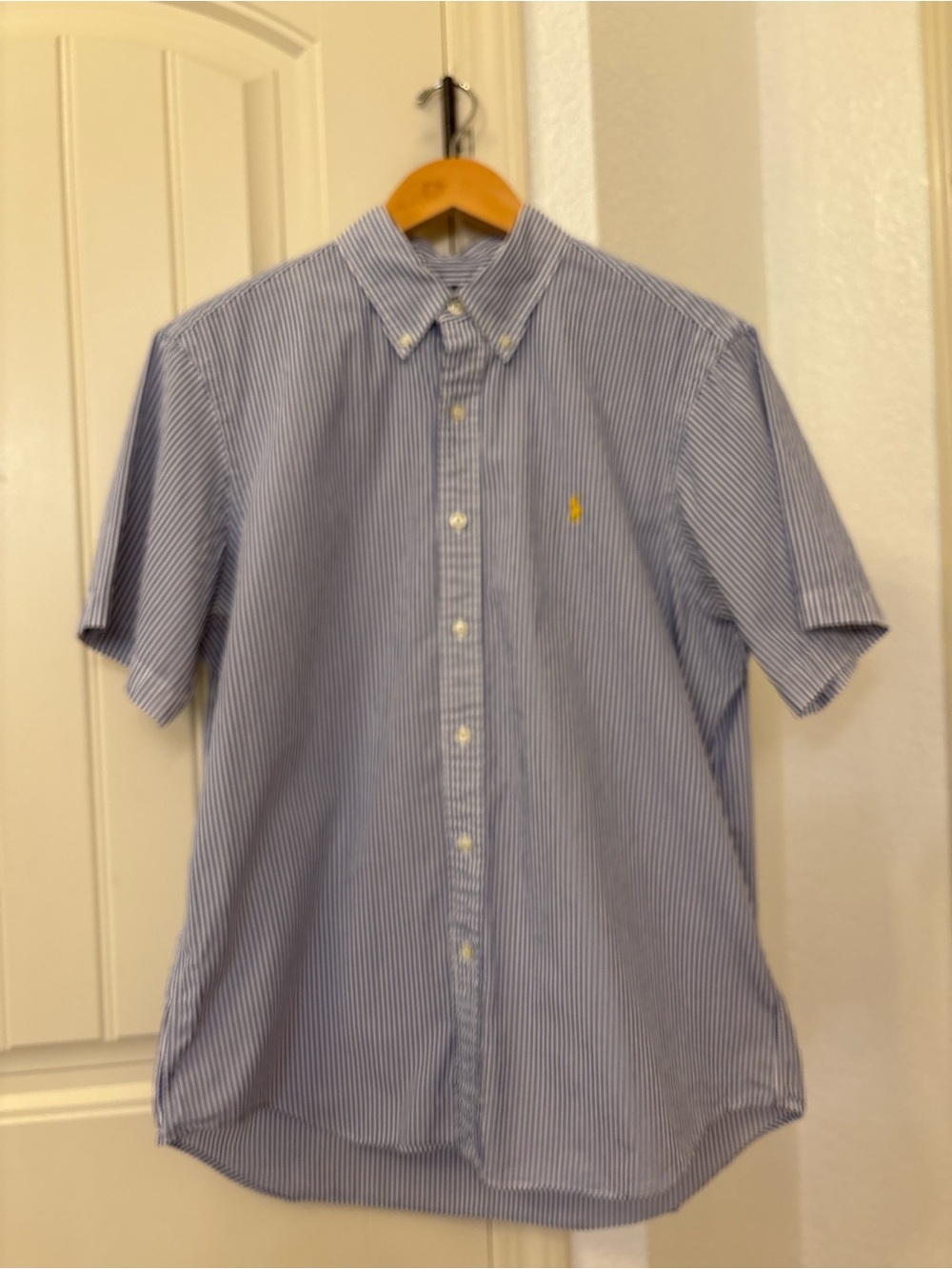 Ralph Lauren Classic Fit Blue White Striped Button Down Shirt Men’s Large